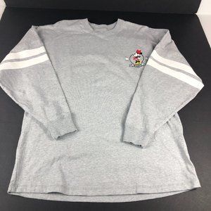Disney Minnie Mouse Shirt Men's Small Grey Big Puffy Print Spell Out Long Sleeve
